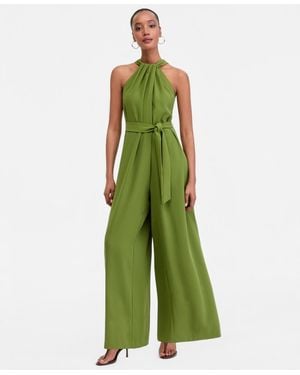 INC International Concepts Halter Neck Sleeveless Wide Leg Jumpsuit Macys Exclusive - Green