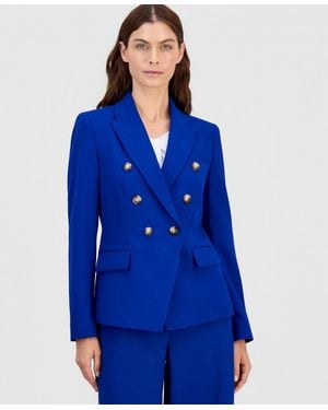 Tahari Faux Double-breasted Blazer - Blue