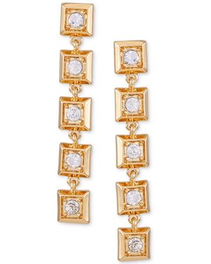 Tahari Tone Pave Square Linear Drop Earrings - Metallic
