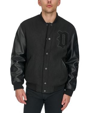 Dockers Mixed-media Varsity D Bomber Jacket - Black