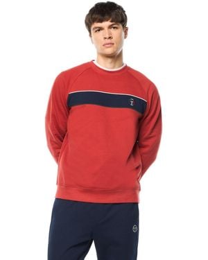 Sergio Tacchini Tricolore Tri-color Embroidered Monogram Premium French Terry Sweatshirt