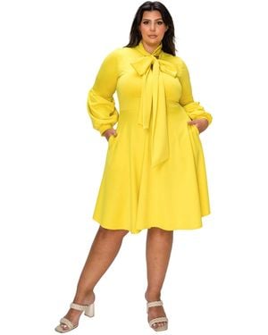 L I V D Plus Size Bekah Flare Pocket Dress - Yellow