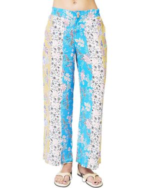 Central Park West Maisie Floral Blocked Pants - Blue