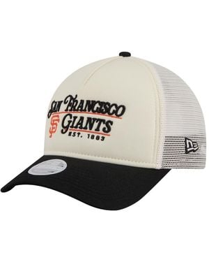 KTZ Light Beige/black San Francisco Giants Retro 9forty M-crown A-frame Trucker Adjustable Hat - Gray
