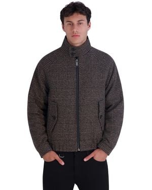 KARL LAGERFELD Houndstooth Wool-blend Bomber Modern-fit Jacket - Gray