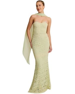 Six Stories Lace Corset Maxi Dress With Neck Scarf - Green