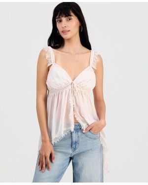 And Now This Lace-trim Handkerchief-hem Tank Top - Blue
