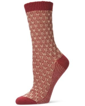 Memoi Suited Threads Acrylic Knit Boot Socks - Red