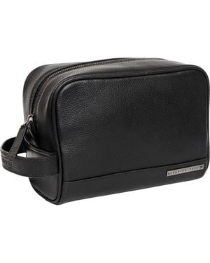 Boarding Pass The Hey Handsome Pebble Grain Genuine Leather Toiletry Dopp Kit - Black