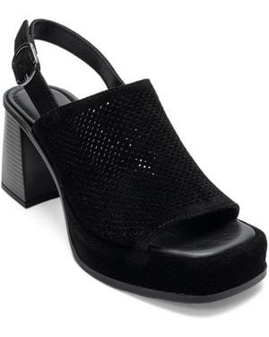 Forever & Always Shoes Forever And Always Shoes Penvia Block Heel Leather Platform Sandal - Black