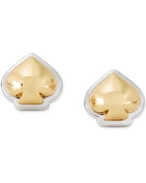 Kate Spade Two-tone Sculpted Spade Mini Stud Earrings - Metallic