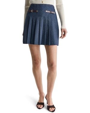 BCBGMAXAZRIA Pleated A-line Mini Skirt - Blue
