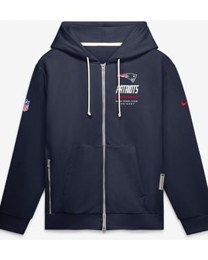 Nike New England Patriots Sideline Standard Issue Quarterback Scramble Dri-fit Full-zip Hoodie - Blue