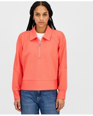 Nautica Nautica Quarter Zip Ottoman Sweatshirt - Red