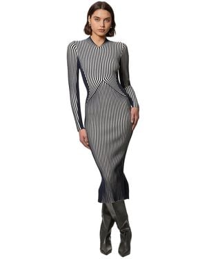 Karen Millen Fitted Long Sleeve Midi Dress - Gray