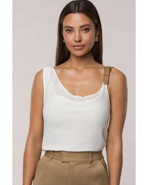 JLUXLABEL Shanti Faux Buckle Top - White