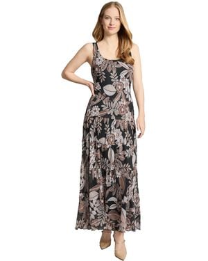 Jones New York Printed Round-neck Sleeveless Chiffon Dress - White