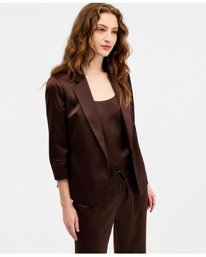 BarIII Satin Open-front Blazer - Brown