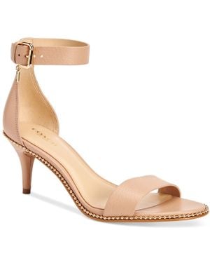 COACH Maude Two Piece Kitten Heel Dress Sandals - Natural