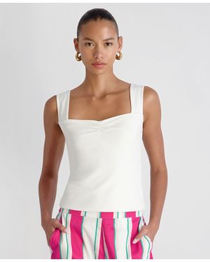 French Connection Maisie Ruched Front Fitted Sweetheart Tank Top - White