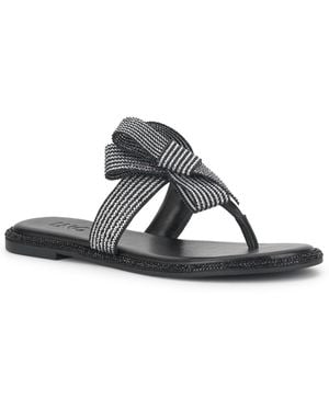 INC International Concepts Mizzy Bow Flat Sandals - Black