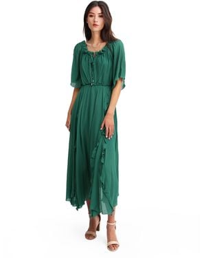Belle & Bloom Amour Ruffled Midi Dress - Green