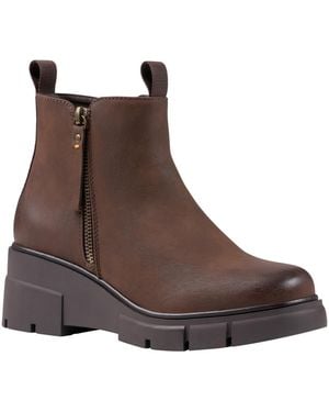 Gc Shoes Tamara Faux Leather Lug Sole Side Zip Ankle Boots - Brown