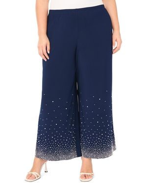 Msk Plus Size Stretch Waist Jersey Pants - Blue