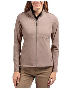 Cutter & Buck Adapt Eco Knit Heather Recycled Full Zip - Brown