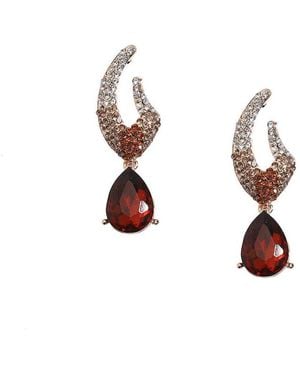 SOH Crystal Pear Drop Earrings - Red