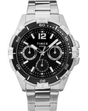 Timex Quartz Day-date Analog -tone Stainless Steel Watch 45mm - Metallic