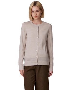 Jennie Liu 100% Merino Wool Light Weight Cardigan | Ultra Soft Fine-gauge Sweaters Machine Washable - Brown