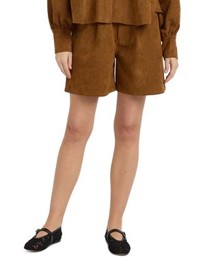 En Saison Pleated Mid-rise 4-pocket Shorts - Brown