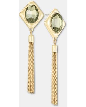 INC International Concepts Crystal & Chain Tassel Linear Drop Earrings - Metallic