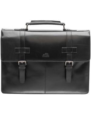 Mancini Double Compartment Laptop Briefcase - Black