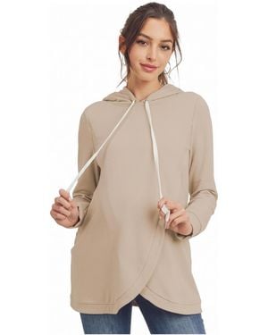 Hello Miss Heavy Brushed French Terry Crossover Nursing Hoodie - Natural