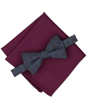 BarIII Wilson Bow Tie And Pocket Square - Purple