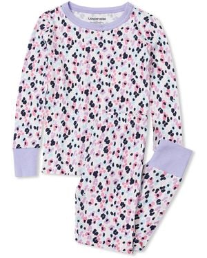 Lands' End Kids Long Sleeve Top And Bottom Snug Fit Pajama Set - White