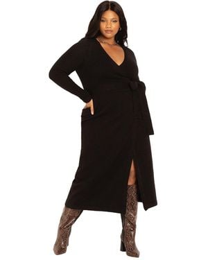 Eloquii Plus Size Sweater Wrap Dress - Black