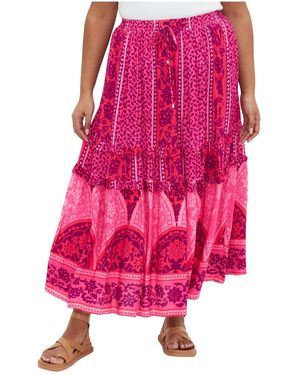 City Chic Plus Size Samara Print Skirt - Pink