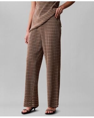 Calvin Klein Plisse Print Wide-leg Pants - Brown