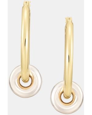 DKNY Puffy Rondelle Bead Charm Hoop Earrings - Metallic