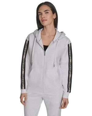 Calvin Klein Fleece Logo Tape Hoodie Jacket - Gray