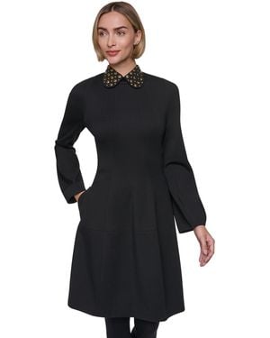 Sonia Rykiel Long-sleeve Collared Domino Dress - Black