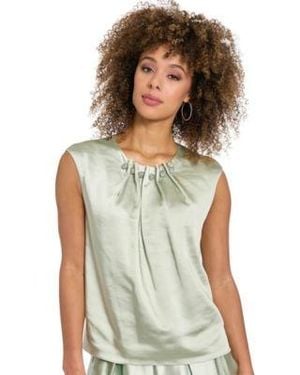 Muse Tucked Beaded Neckline Sleeveless Top - Green