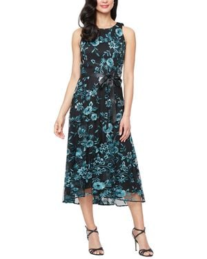 Alex Evenings Embroidered Tulle Midi Dress - Green