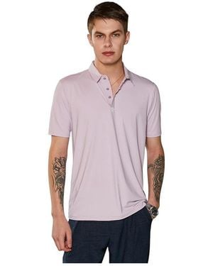 Campus Sutra Lilac Seamless Solid Polo T-shirt - Purple