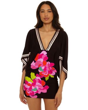 Trina Turk Bougainvillea V-neck Swim Tunic Cover-up - Pink