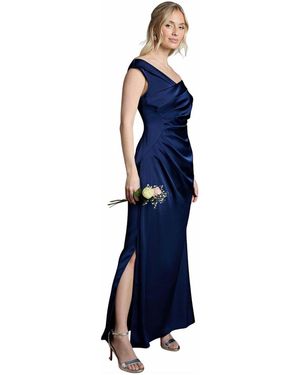 Coast Satin Bardot Maxi Dress - Blue