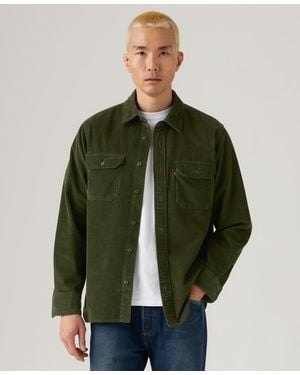 Levi's Relaxed Fit Long Sleeve Button Front Worker Shirt - Green